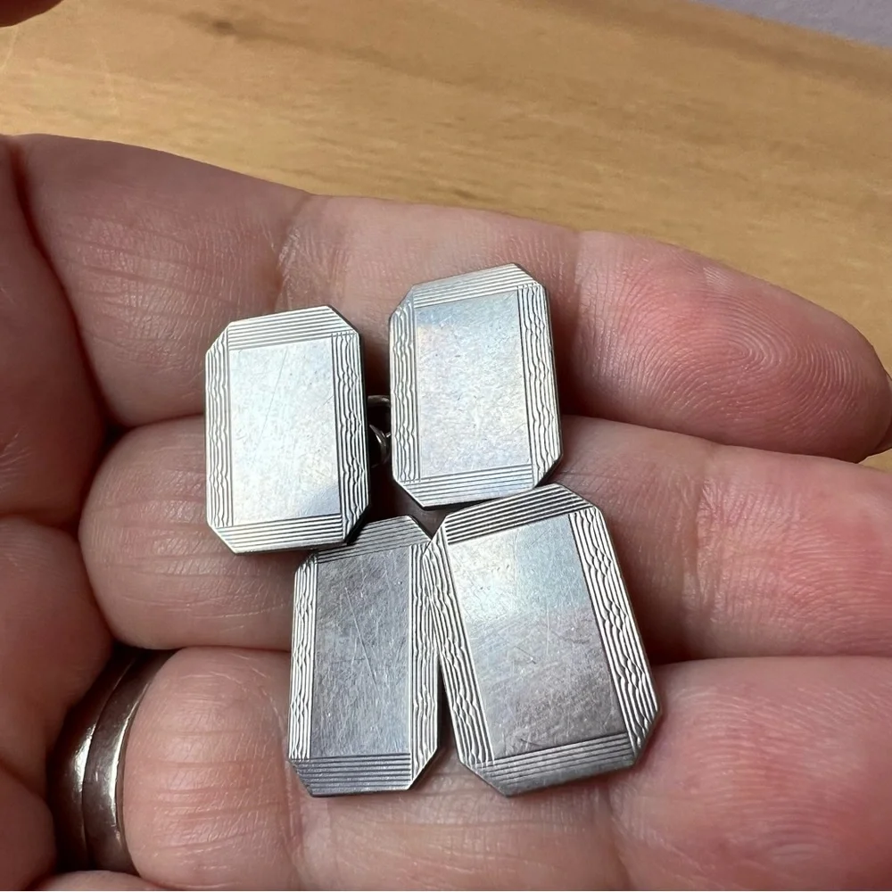 HENRY GRIFFITH & SONS ANTIQUE ENGLISH STERLING SILVER CUFFLINKS HALLMARKED
